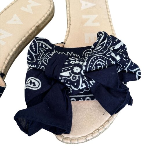 MANEBI Blue Bandana Print Slide Sandals Size 10 - Picture 5 of 6